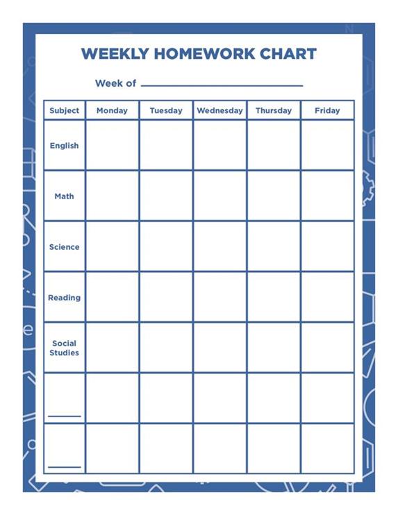 weekly homework chart pdf